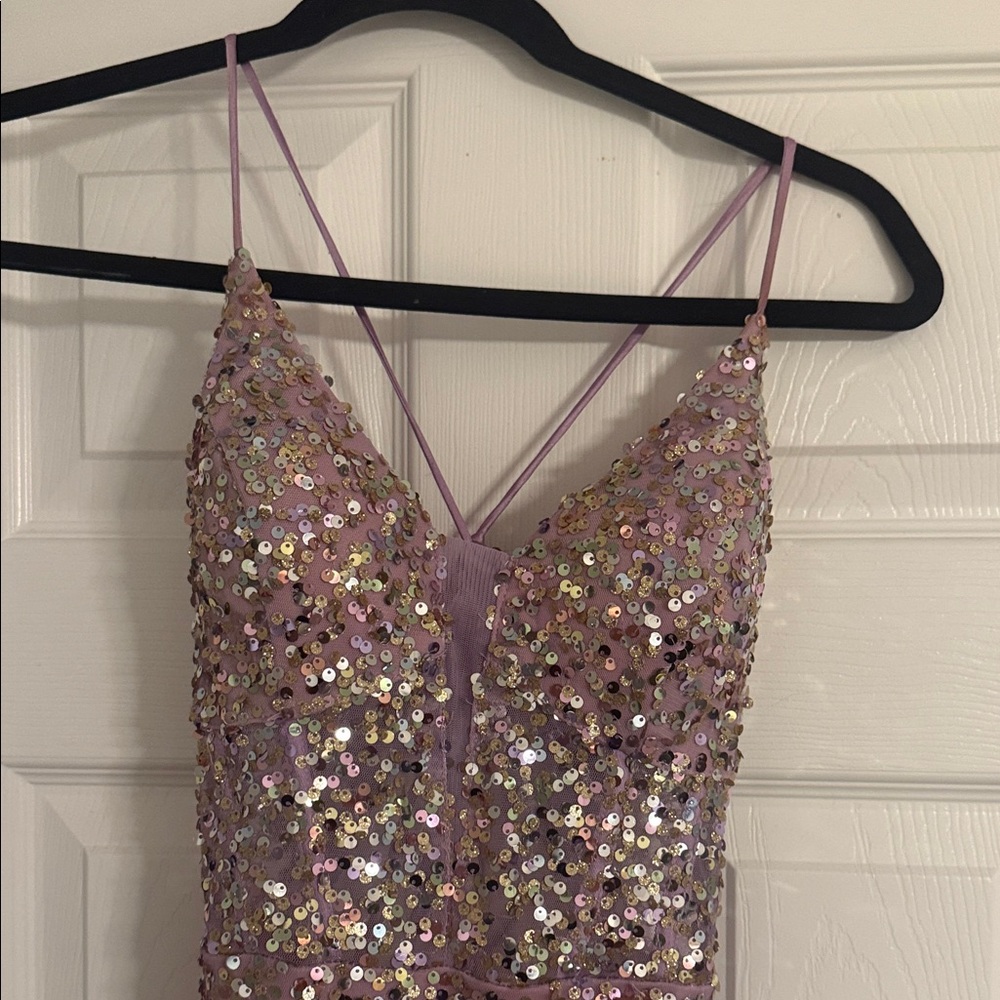 City Triangles Purple Sequin Prom Dress